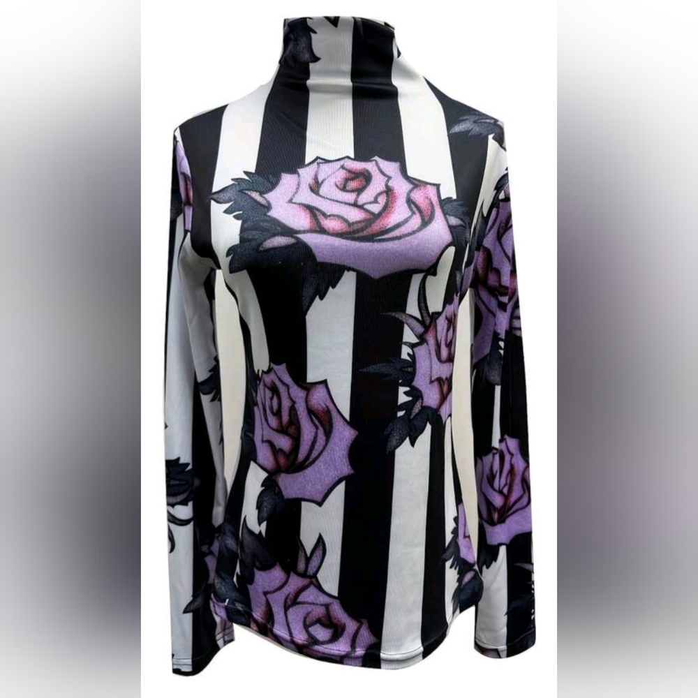 Bold Roses Print Top Lightweight - Picture 2 of 7